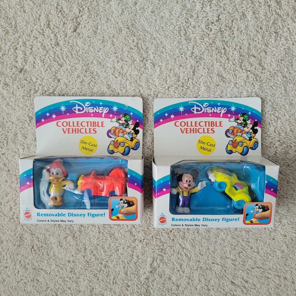 NIB - Disney Collectible Vehicles with Removable Figures. Mickey and Donald Duck